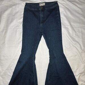 Free People High Rise Bell Bottom Jeans Retro 70s Size 25 Short